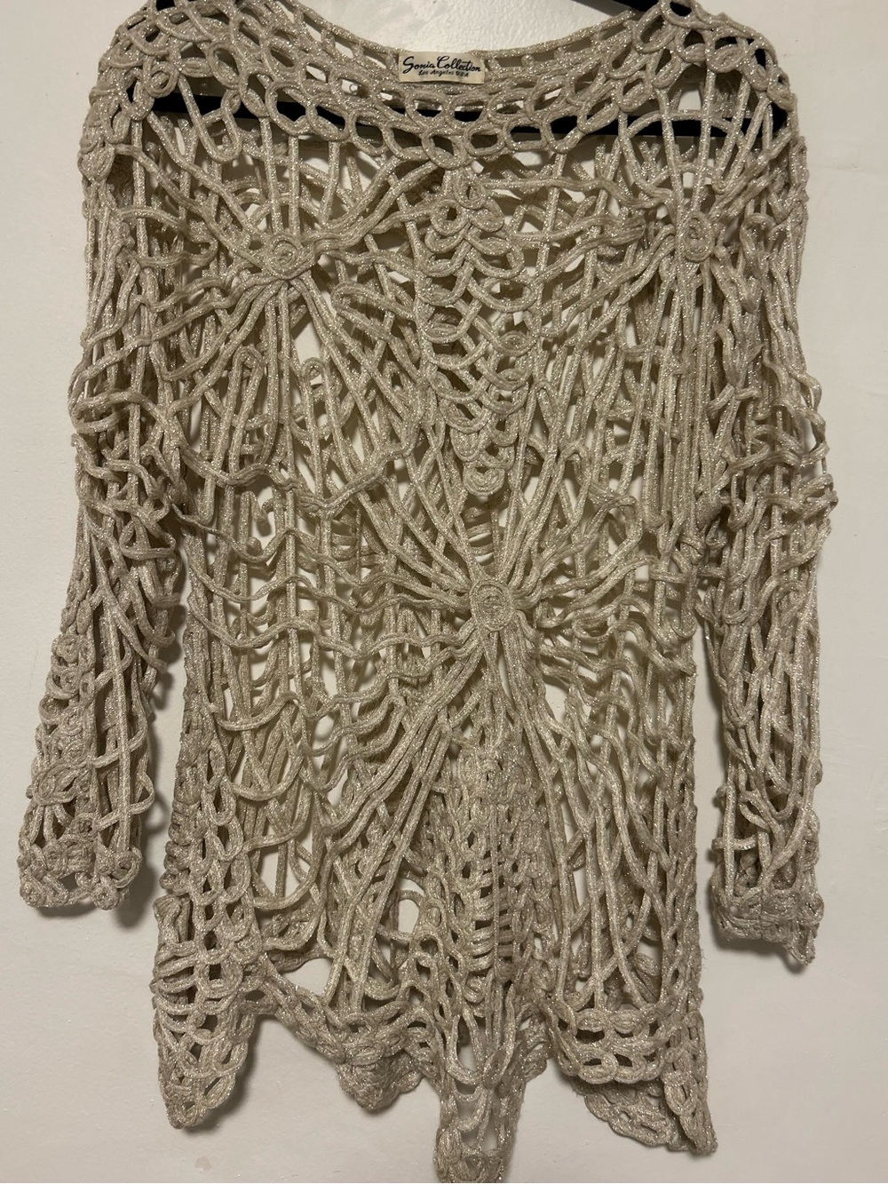 Sonia Rykiel Openwork Crochet Ivory Sweater